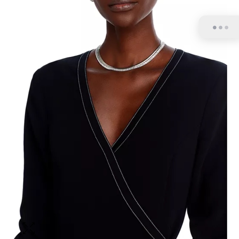 Cinq a Sept Black Wrap Mini Dress with Cuffed Sleeves - Picture 2 of 3